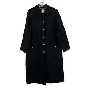 J.Crew Women Long Barn Waxed Cotton Twill Corduroy Collar Jacket Sz S In Black